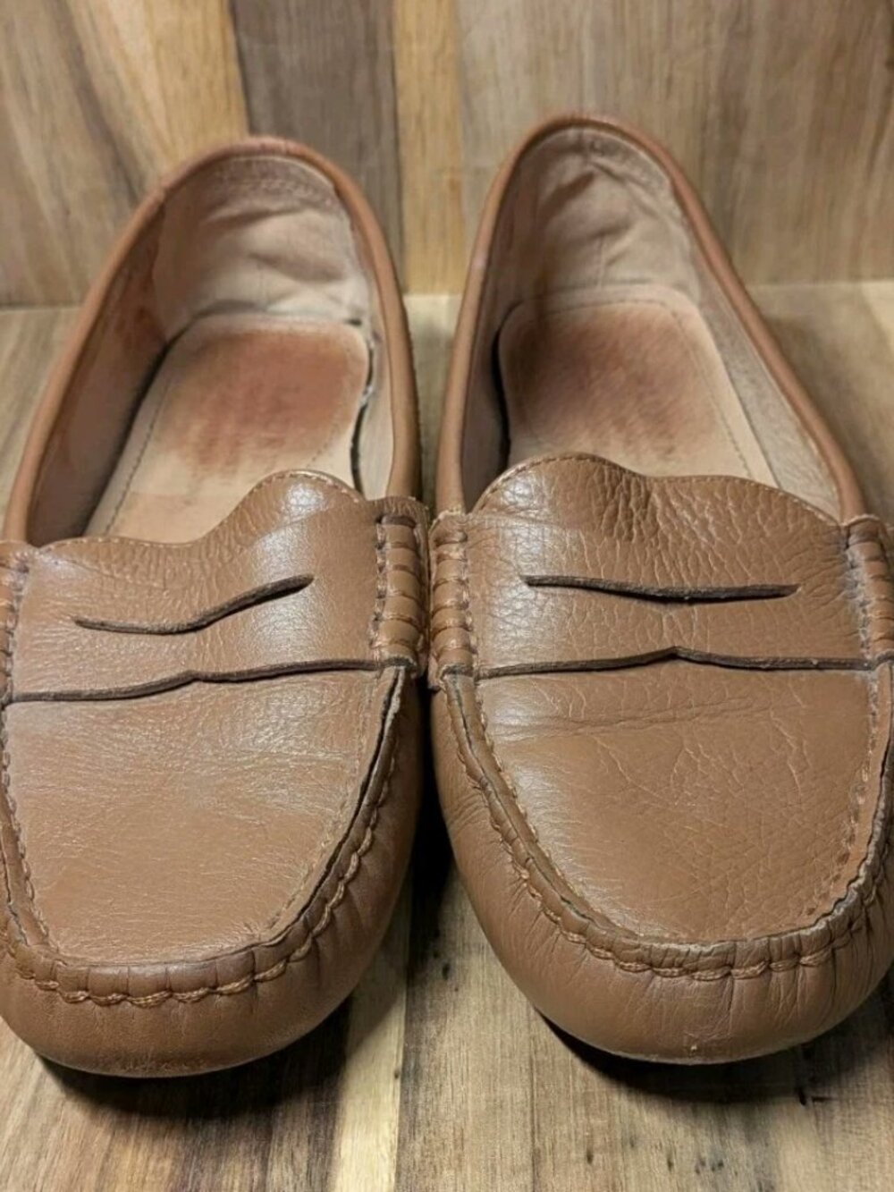 Ralph Lauren Camila Moccasin Women's Size 7B Tan Leather Moccasin